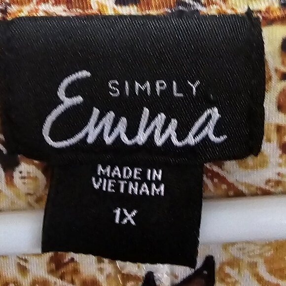 Simply Emma Blouse Grunge Whimsigoth Retro Floral Beaded Brown Green 1X - Picture 9 of 12